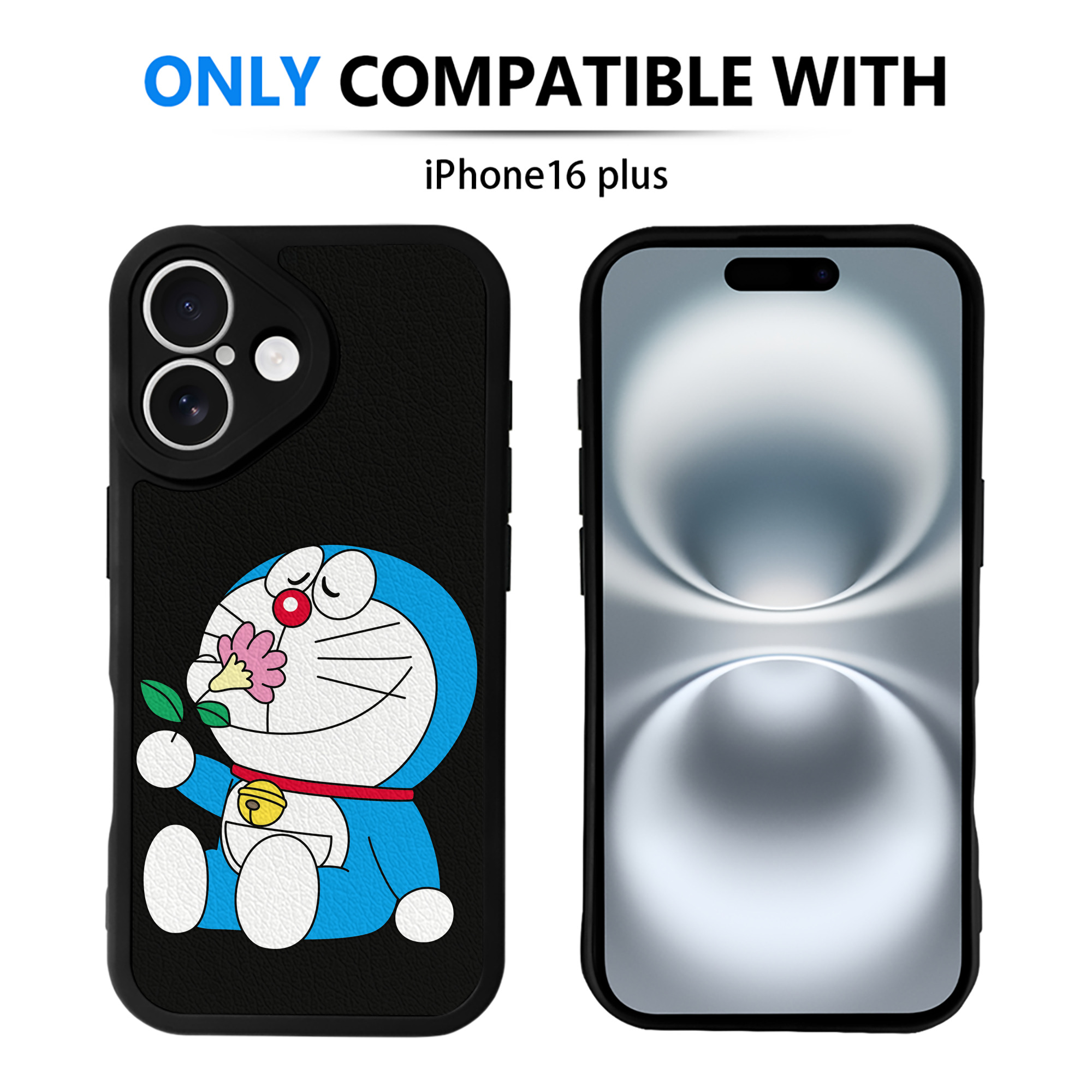 （画像用） ドラえもん Doraemon 【iPhone 16シリーズ対応】シリコンスマホケース（レザー調） 材質：シリコン